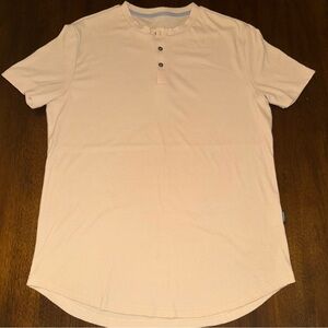Men's Henley Shirt Short Sleeve Casual Fashion Ribbed Light Orange Salmon Large